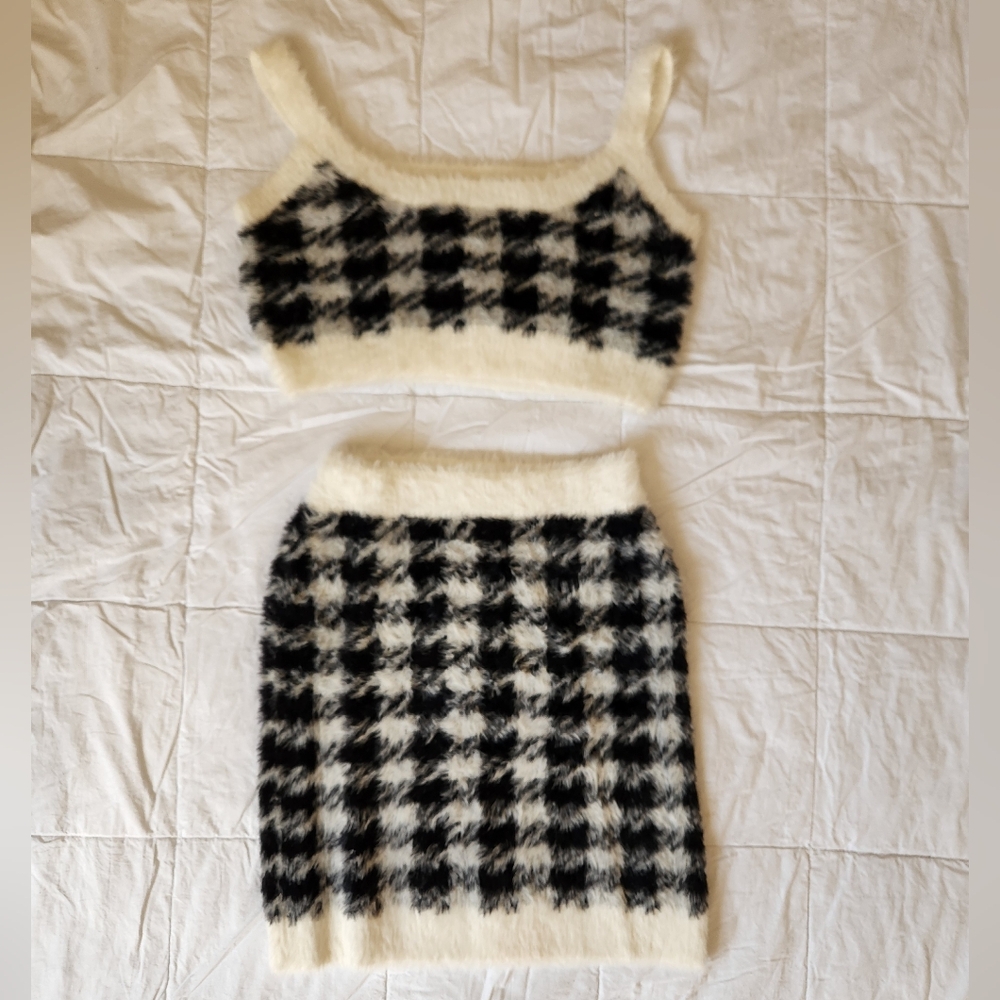 Houndstooth Skirt Set